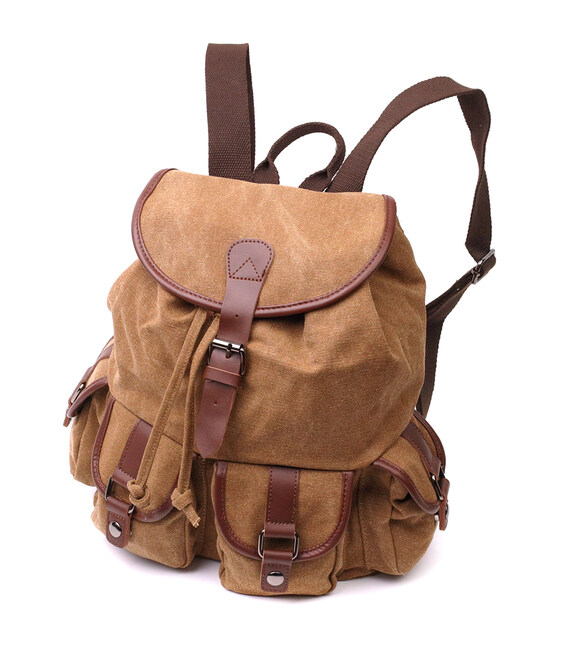 Чоловічий текстильний рюкзак, що закривається клапаном на магніт Vintage 22155 Коричневий картинка, зображення, фото