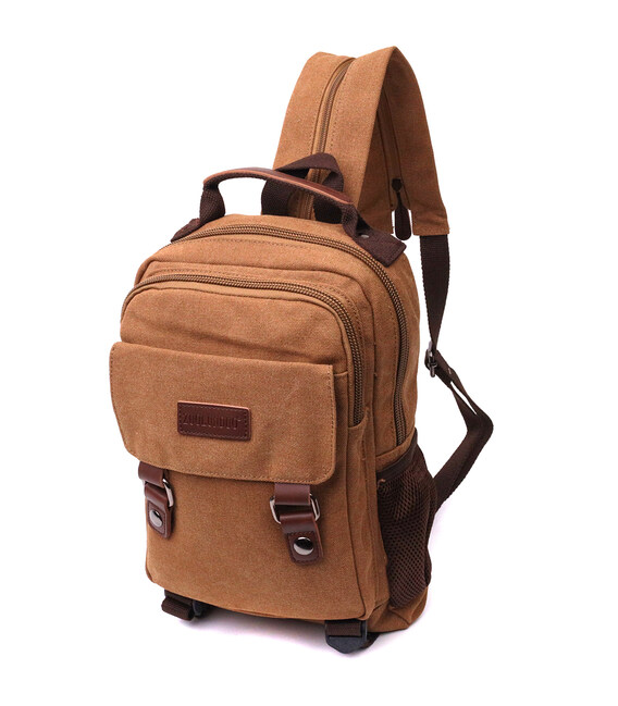 Удобный текстильный рюкзак с уплотненной спинкой и отделением для планшета Vintage 22167 Коричневый фото, картинка, изображение