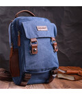 Текстильный рюкзак для работы учебы города и планшета Vintage 22169 Синий фото, картинка, изображение