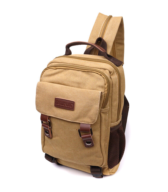 Оригинальный текстильный рюкзак с уплотненной спинкой и отделением для планшета Vintage 22171 Песочный фото, картинка, изображен