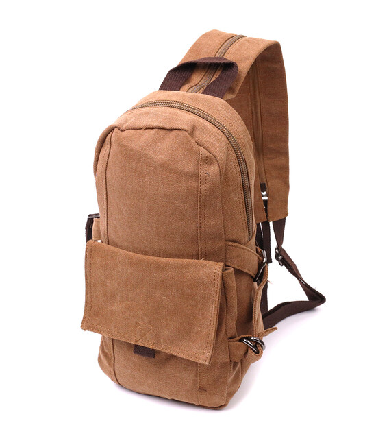 Вместительный текстильный рюкзак в стиле милитари Vintagе 22180 Коричневый фото, картинка, изображение