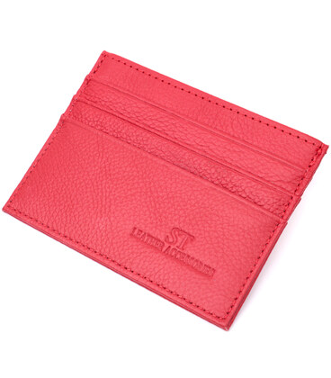 Яркий кард-кейс из натуральной кожи ST Leather 22445 Красный фото, картинка, изображение