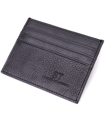 Стильный кард-кейс из натуральной кожи ST Leather 22447 Черный фото, картинка, изображение