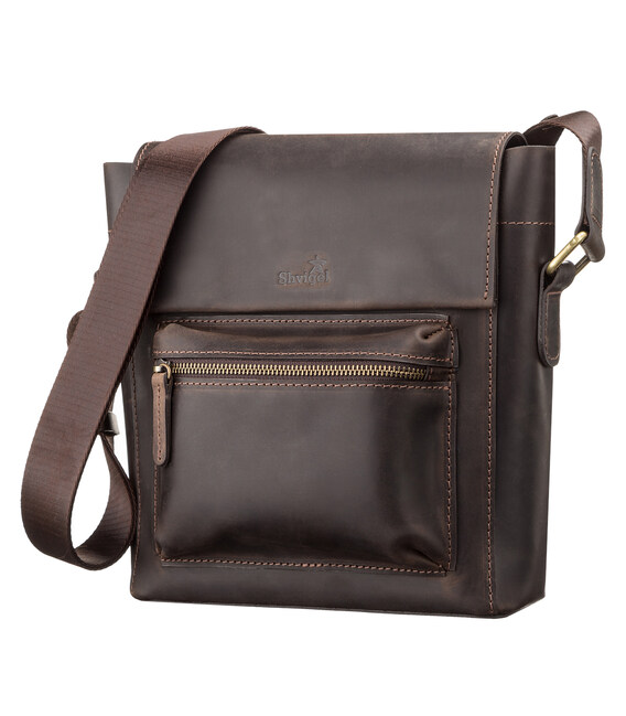 Сумка мужская SHVIGEL 11095 кожаная Коричневая фото, картинка, изображение