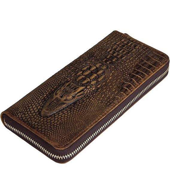 Мужской клатч Vintage 14462 кожа под крокодила Коричневый фото, картинка, изображение