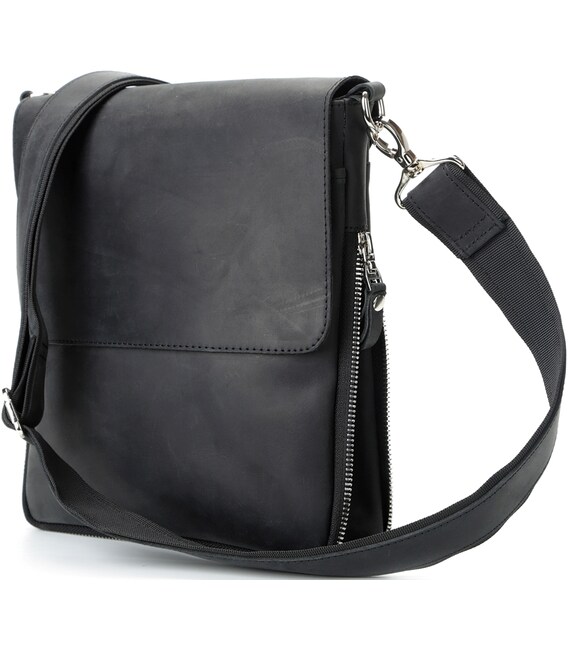 Сумка SHVIGEL 11017 из винтажной кожи Черная фото, картинка, изображение