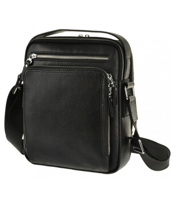 Сумка мессенджер Vintage 14578 кожаная Черная фото, картинка, изображение