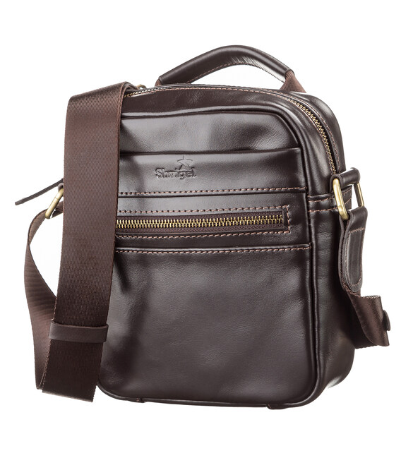 Сумка чоловіча SHVIGEL 11089 шкіряна Коричнева картинка, зображення, фото