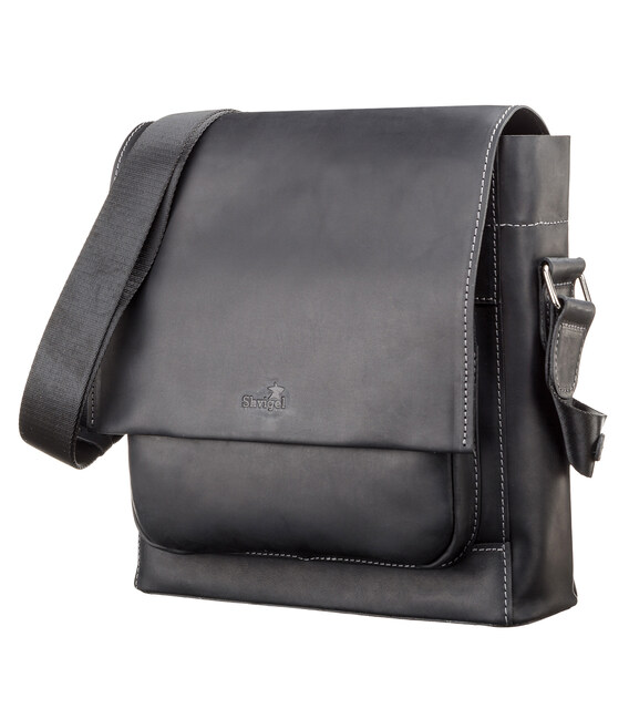 Сумка мужская SHVIGEL 11112 кожаная Черная фото, картинка, изображение