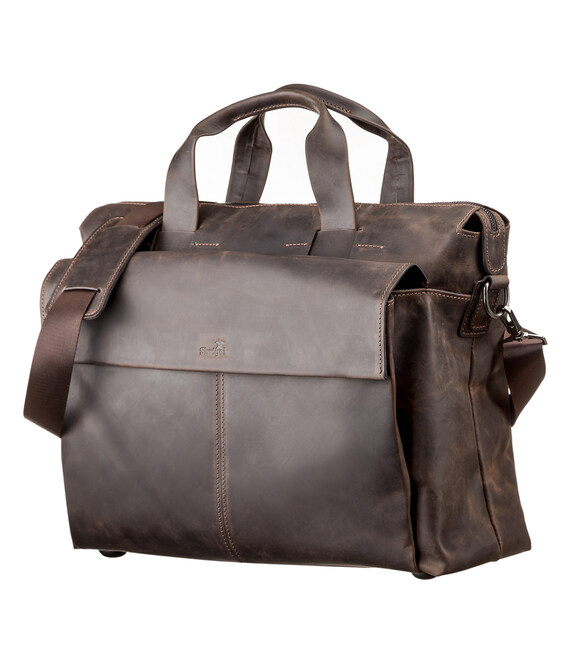 Большая мужская сумка SHVIGEL 11119 кожаная Коричневая фото, картинка, изображение