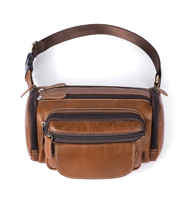 Сумка на пояс об'ємна Vintage 14695 Коричнева картинка, зображення, фото