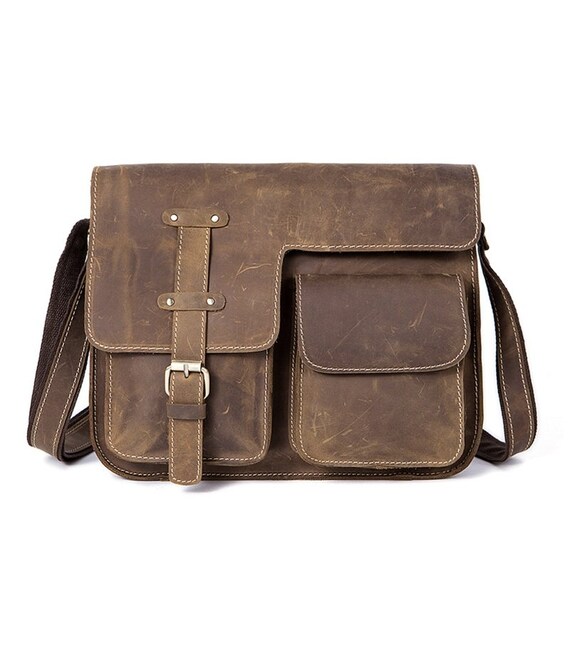 Cумка мужская с эффектом старины Vintage 14697 Коричневая фото, картинка, изображение