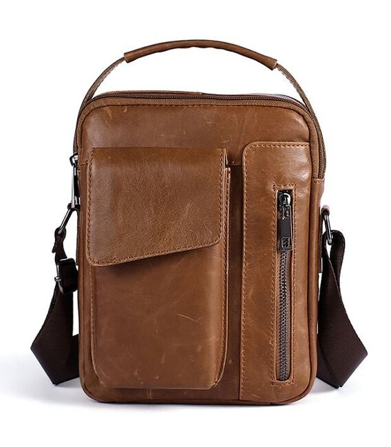 Сумка мужская гладкая Vintage 14707 Cветло-коричневая фото, картинка, изображение