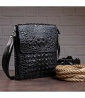 Сумка мужская вертикальная с тиснением под рептилию Vintage 14715 Черная картинка, изображение, фото