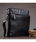 Сумка мужская вертикальная с тиснением под рептилию Vintage 14715 Черная картинка, изображение, фото
