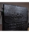 Сумка мужская вертикальная с тиснением под рептилию Vintage 14715 Черная картинка, изображение, фото