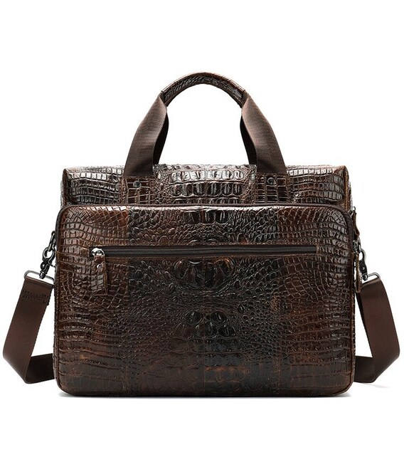 Сумка для ноутбука з тисненням під рептилію Vintage 14719 Коричнева картинка, зображення, фото