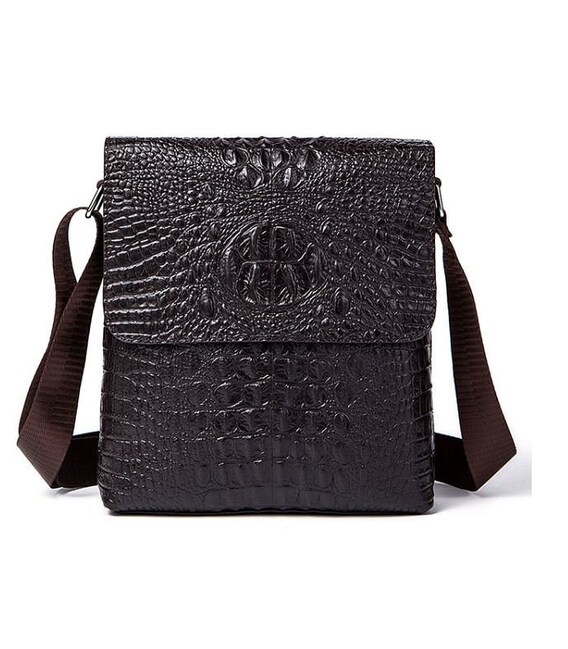 Сумка чоловіча вертикальна з тисненням під рептилію Vintage 14723 Коричнева картинка, зображення, фото