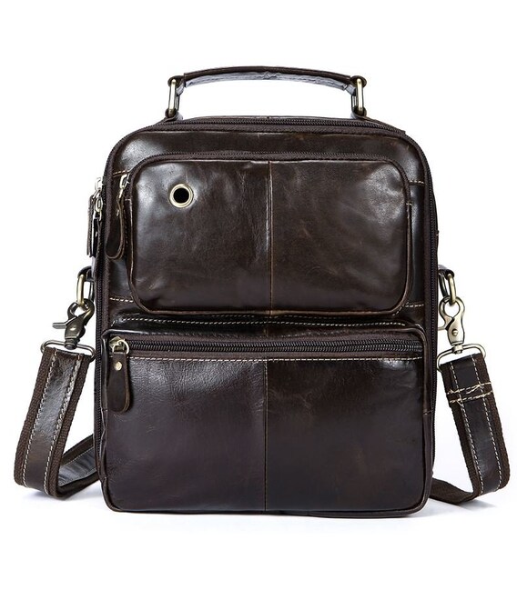 Сумка мужская гладкая Vintage 14748 Коричневая фото, картинка, изображение