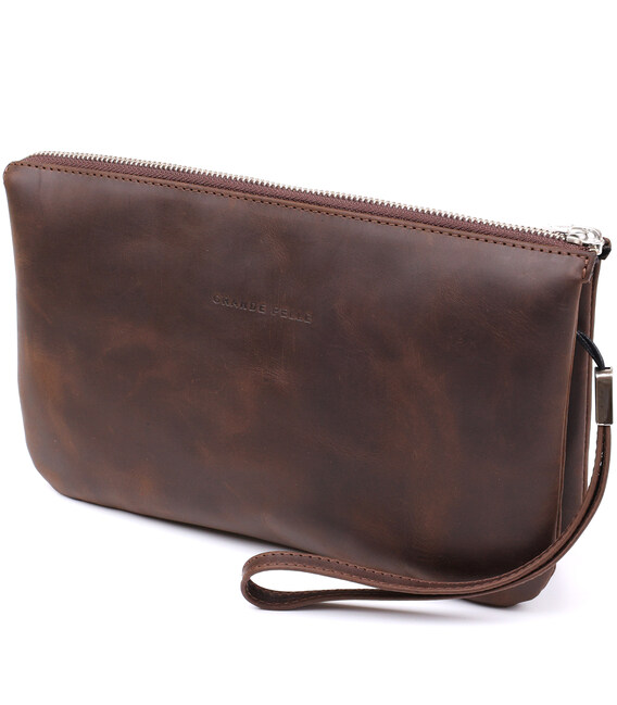 Барсетка мужская винтажная GRANDE PELLE 11145 кожаная Коричневая фото, картинка, изображение