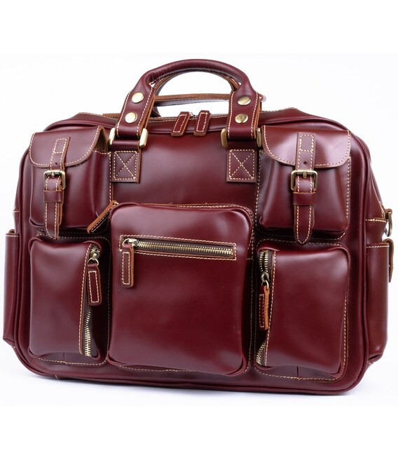 Дорожная сумка-портфель Vintage 14776 Бордовая фото, картинка, изображение