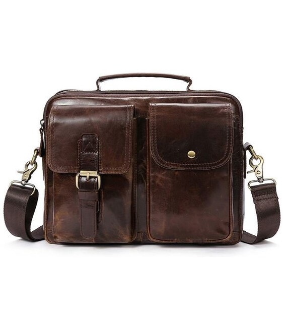 Деловая сумка на плечо кожаная Vintage 14820 Коричневая фото, картинка, изображение