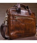 Деловая мужская сумка из зернистой кожи Vintage 14837 Коричневая фото, картинка, изображение