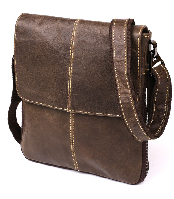Кожаный мужской мессенджер Vintage 14849 Коричневый фото, картинка, изображение