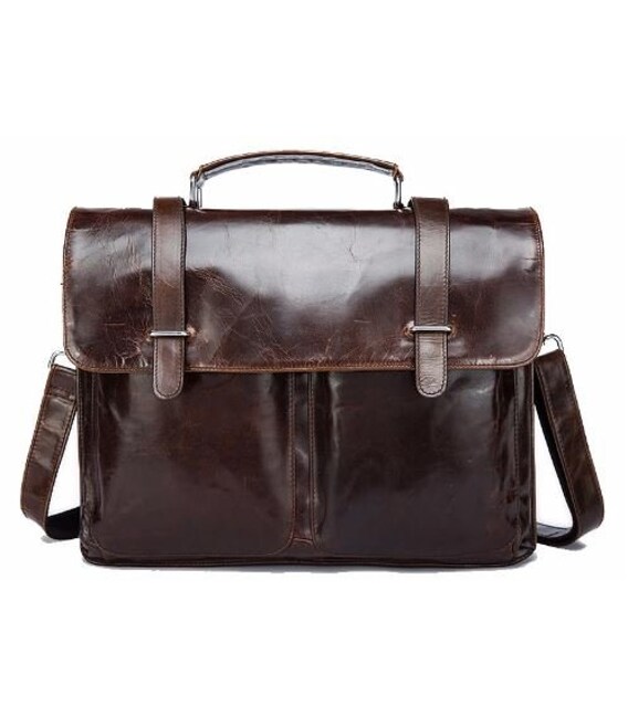 Портфель из гладкой кожи Vintage 14866 Коричневый фото, картинка, изображение