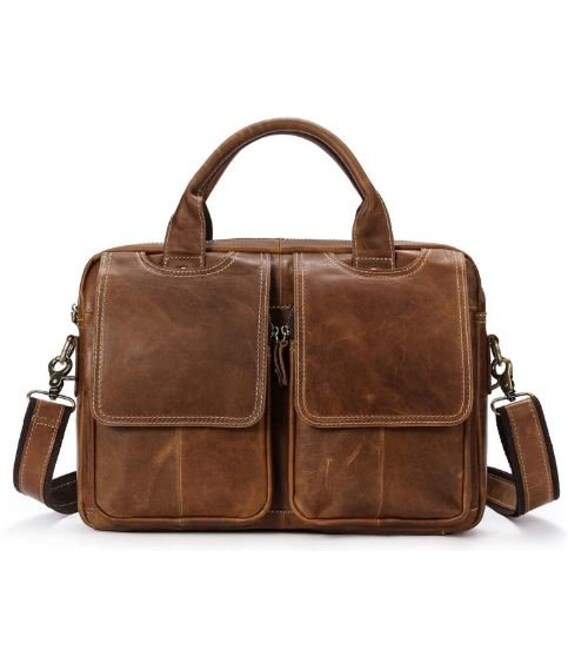 Сумка для ноутбуку з натуральної шкіри Vintage 14867 Коричнева картинка, зображення, фото