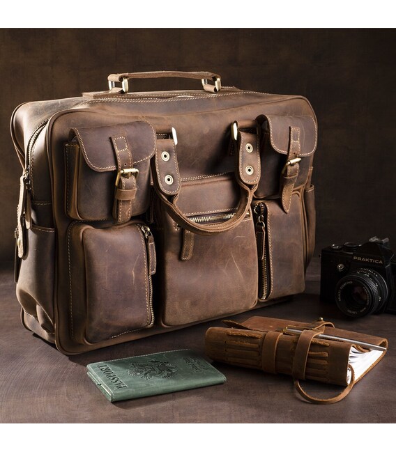 Сумка мужская многофункциональная Vintage 14881 Коричневая фото, картинка, изображение