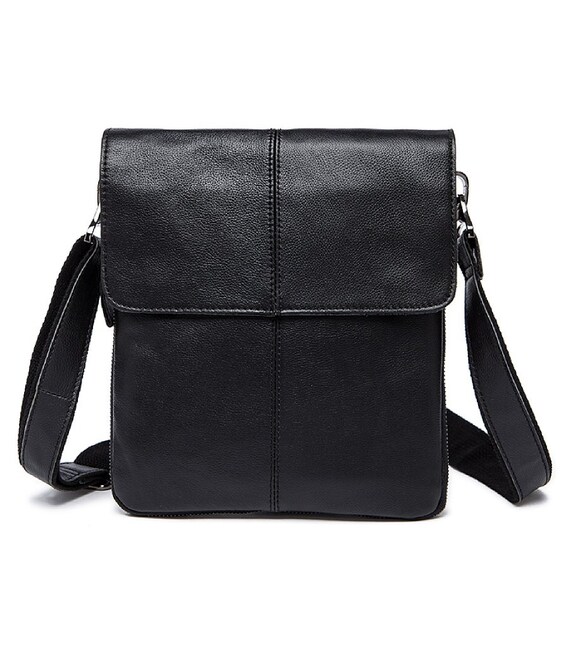 Кожаный мужской мессенджер Vintage 14884 Черный фото, картинка, изображение