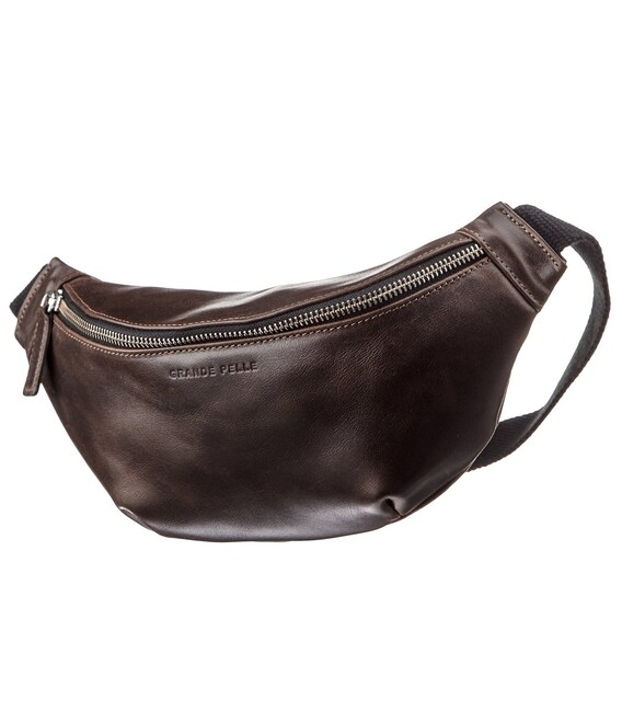 Поясная сумка GRANDE PELLE 11143 Темно-коричневая фото, картинка, изображение
