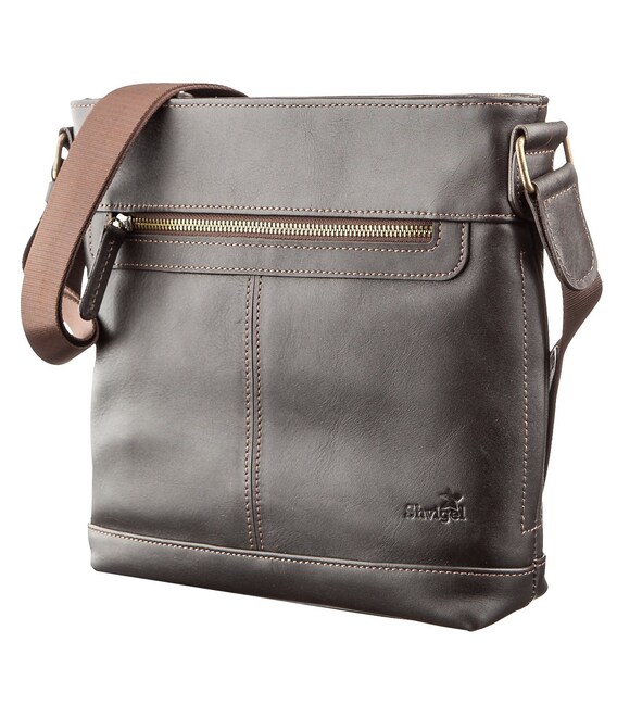 Сумка многофункциональная мужская SHVIGEL 11178 в гладкой коже Коричневая фото, картинка, изображение