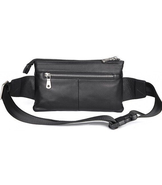 Шкіряна поясна сумка для міста поїздок та щоденного використання Vintage 14976 Чорна картинка, зображення, фото