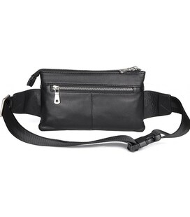 Кожаная поясная сумка для города поездок и повседневного использования Vintage 14976 Черная