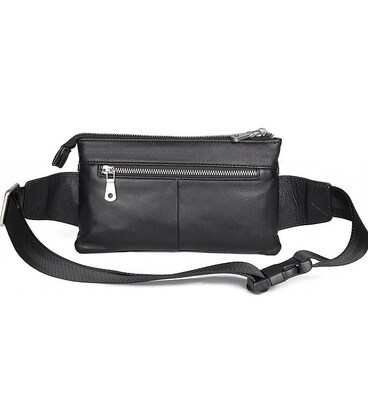 Кожаная поясная сумка для города поездок и повседневного использования Vintage 14976 Черная фото, картинка, изображение