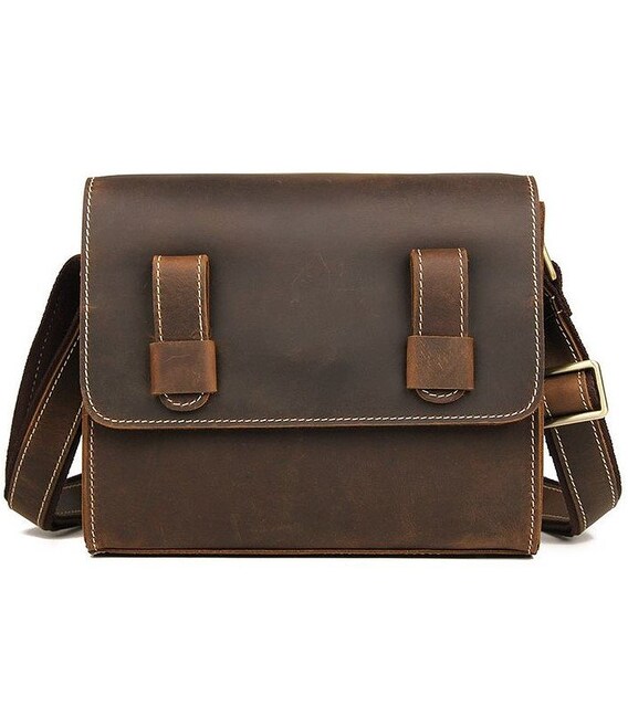 Шкіряна чоловіча сумка поштальйонка через плече для документів та міста Vintage 14980 Коричнева картинка, зображення, фото