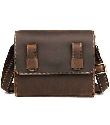 Кожаная мужская сумка почтальонка через плечо для документов и города Vintage 14980 Коричневая фото, картинка, изображение