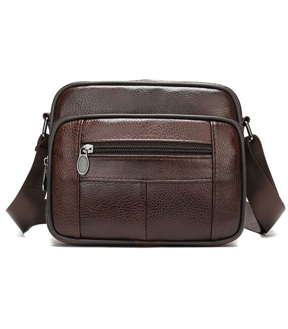 Сумка мужская флотар кожаная Vintage 14988 Коричневая фото, картинка, изображение