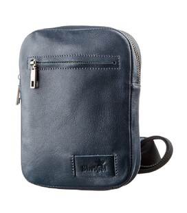 Мужская кожаная сумка через плечо для документов и города SHVIGEL 19105 Синяя фото, картинка, изображение