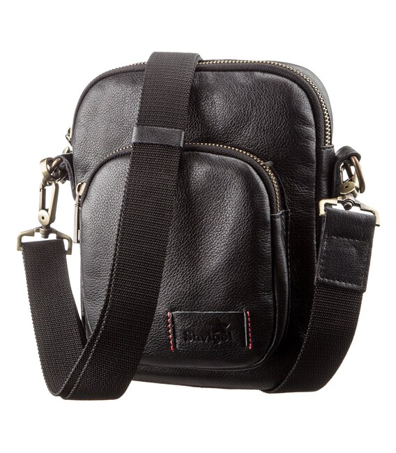 Чоловіча шкіряна сумка через плече та в руку для документів і міста SHVIGEL 19110 Чорна картинка, зображення, фото