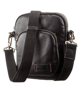 Чоловіча шкіряна сумка через плече та в руку для документів і міста SHVIGEL 19110 Чорна картинка, зображення, фото