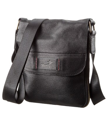 Чоловіча шкіряна сумка месенджер для документів та міста SHVIGEL 19113 Чорна картинка, зображення, фото