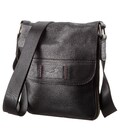 Чоловіча шкіряна сумка месенджер для документів та міста SHVIGEL 19113 Чорна картинка, зображення, фото