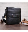 Чоловіча шкіряна сумка месенджер для документів та міста SHVIGEL 19113 Чорна картинка, зображення, фото