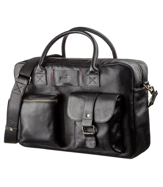 Мужской кожаный большой портфель для ноутбука SHVIGEL 19118 Черный фото, картинка, изображение