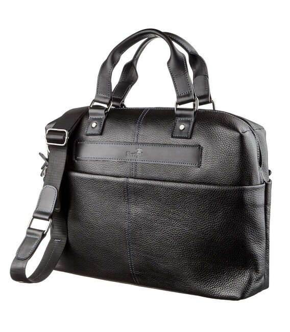 Сумка для ноутбука из кожи флотар SHVIGEL 11243 Черная фото, картинка, изображение