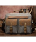 Сумка-портфель мужская текстильная с кожаными вставками Vintage 20001 Cерая фото, картинка, изображение