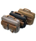 Сумка-портфель мужская текстильная с кожаными вставками Vintage 20001 Cерая фото, картинка, изображение